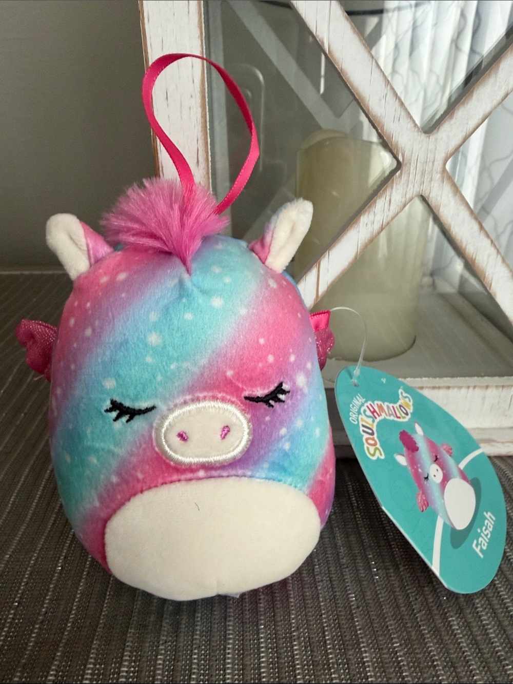 Squishmallows Rainbow Pig Plush - Pink, Blue & Cream NWT
